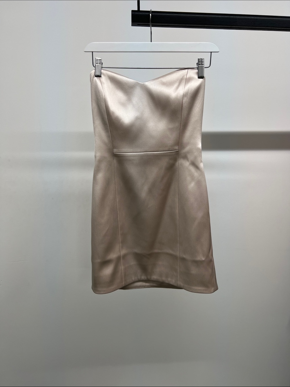 Strapless Satin Dress in Champagne